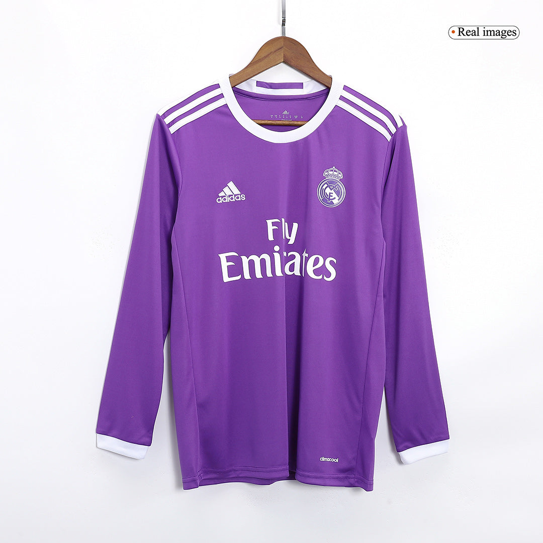 Retro MODRIĆ #19 Real Madrid Mens Away Long Sleeve Soccer Jersey 2016/17 Purple