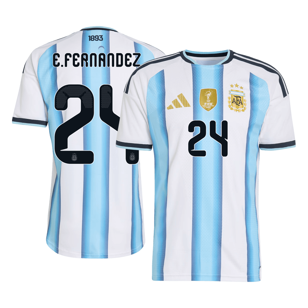 E. FERNANDEZ #24 Argentina Mens Home Soccer Jersey World Cup 2026 Blue&White - Player Version