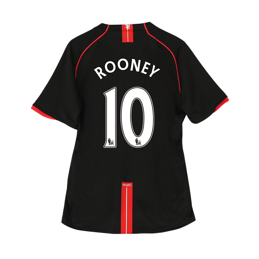 Retro ROONEY #10 Manchester United Mens Away Soccer Jersey 2007/08 Black