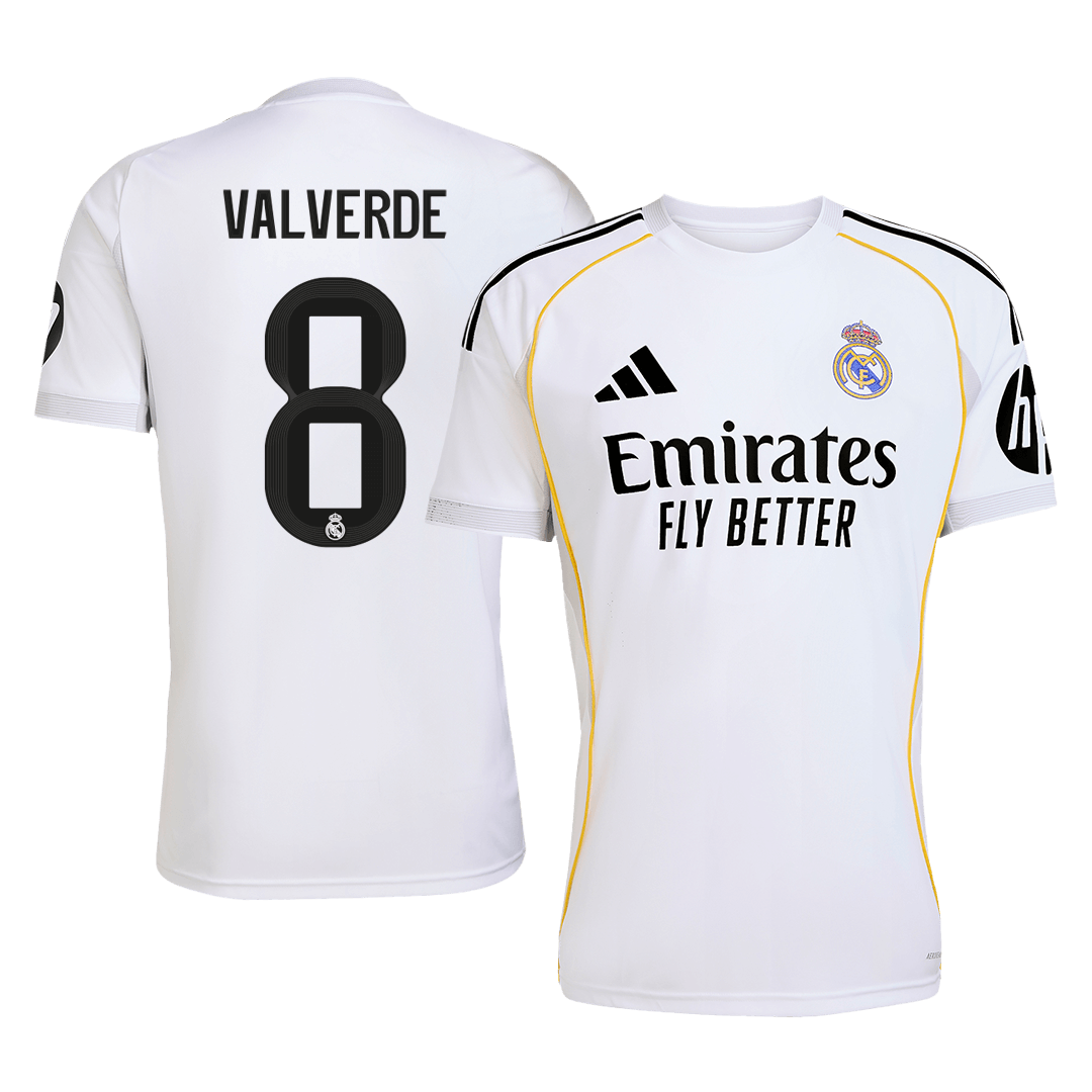 VALVERDE #8 Real Madrid Mens Home Soccer Jersey 2025/26 White [PREMIUM]