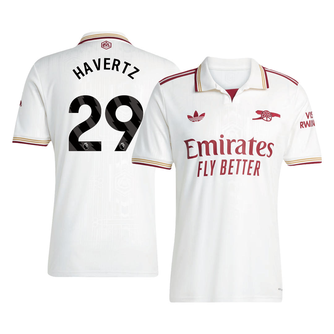 HAVERTZ #29 Arsenal Mens Third Away Soccer Jersey 2025/26 White