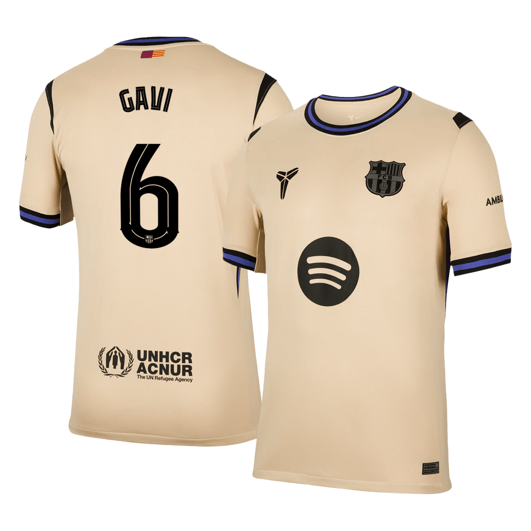 GAVI #6 Barcelona Mens Away Soccer Jersey UCL 2025/26 Yellow