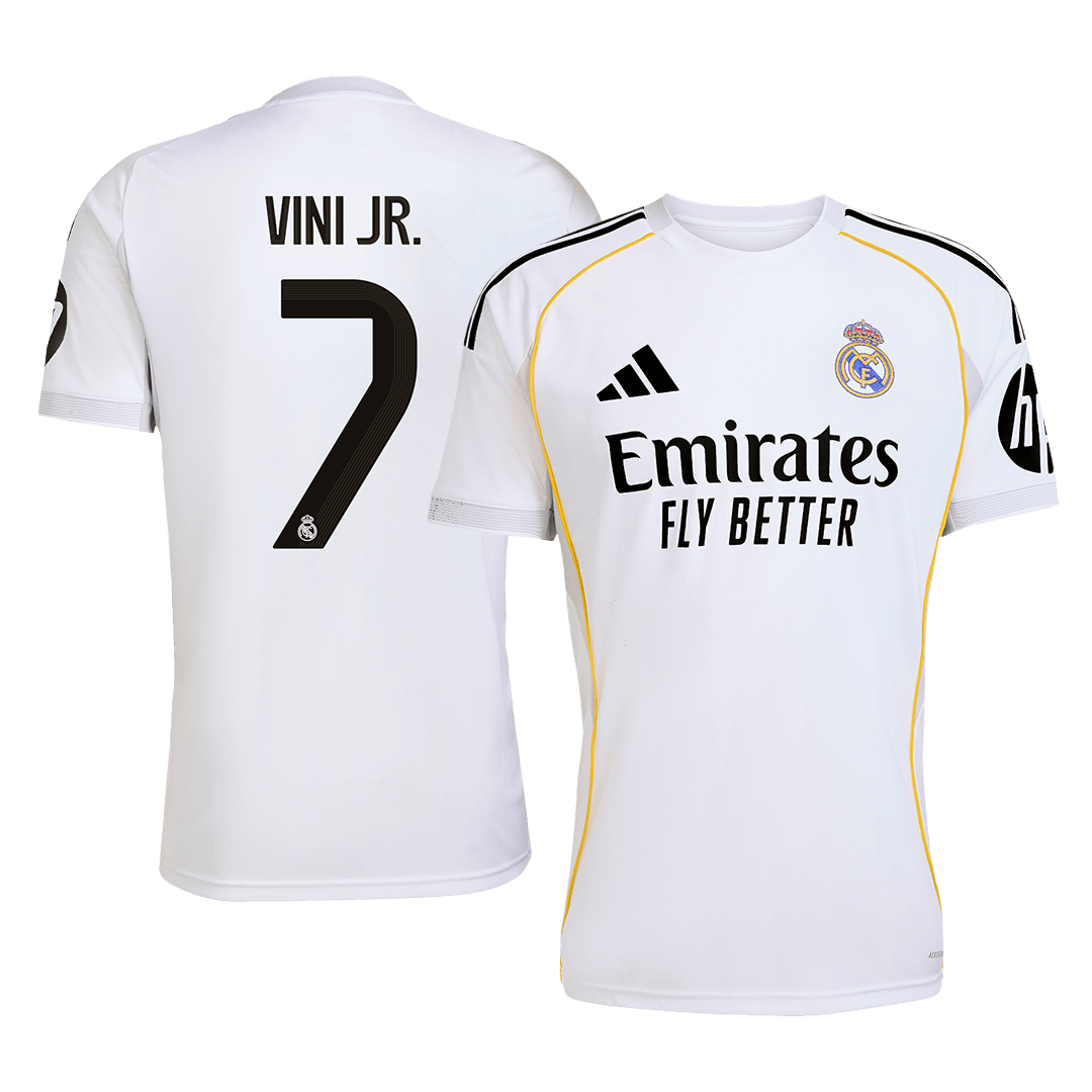 VINI JR. #7 Real Madrid Mens Home Soccer Jersey 2025/26 White [PREMIUM]
