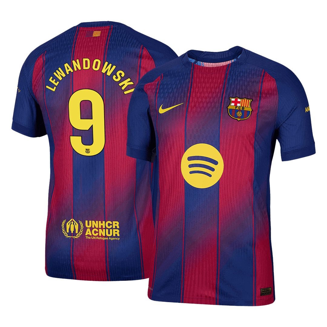 LEWANDOWSKI #9 Barcelona Mens Home Soccer Jersey 2025/26 Red&Blue - Player Version