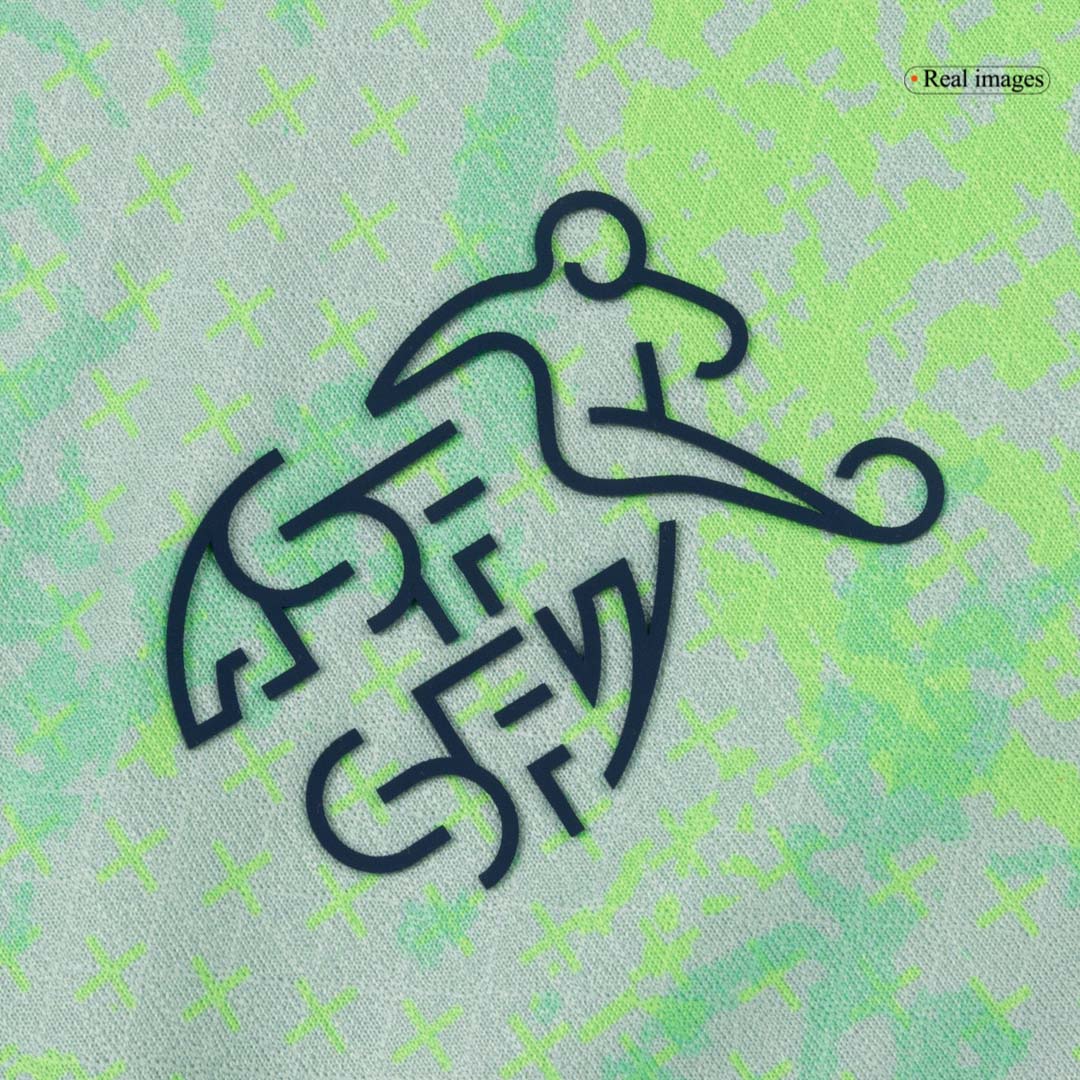 AKANJI #5 Switzerland Mens Away Soccer Jersey World Cup 2026 Green - Player Version