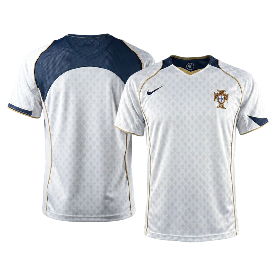 Retro Portugal Mens Away Soccer Jersey 2004 White