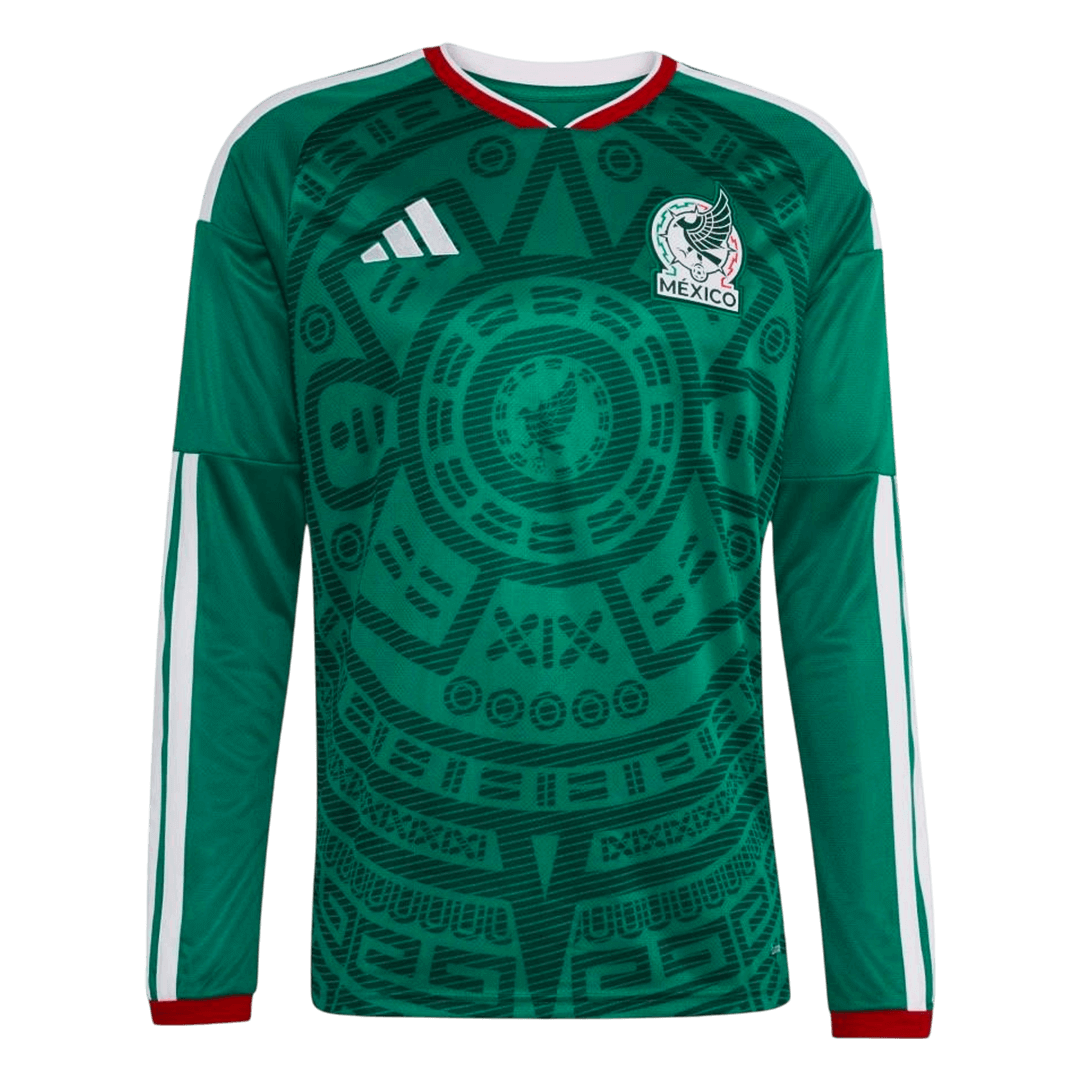 Mexico Mens Home Long Sleeve Soccer Jersey World Cup 2026 Green