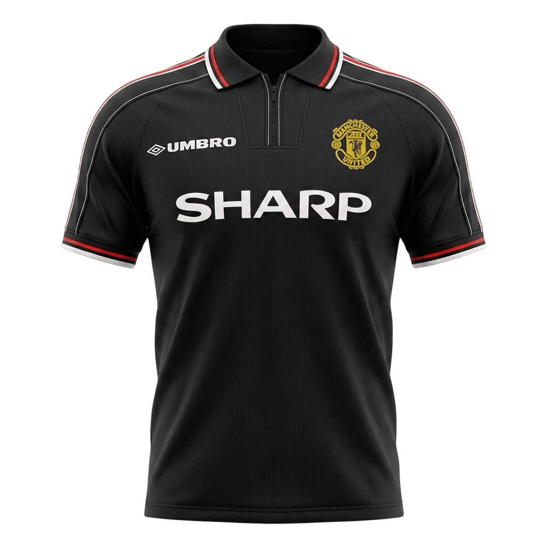 Retro Manchester United Mens Away Soccer Jersey 1998 Black