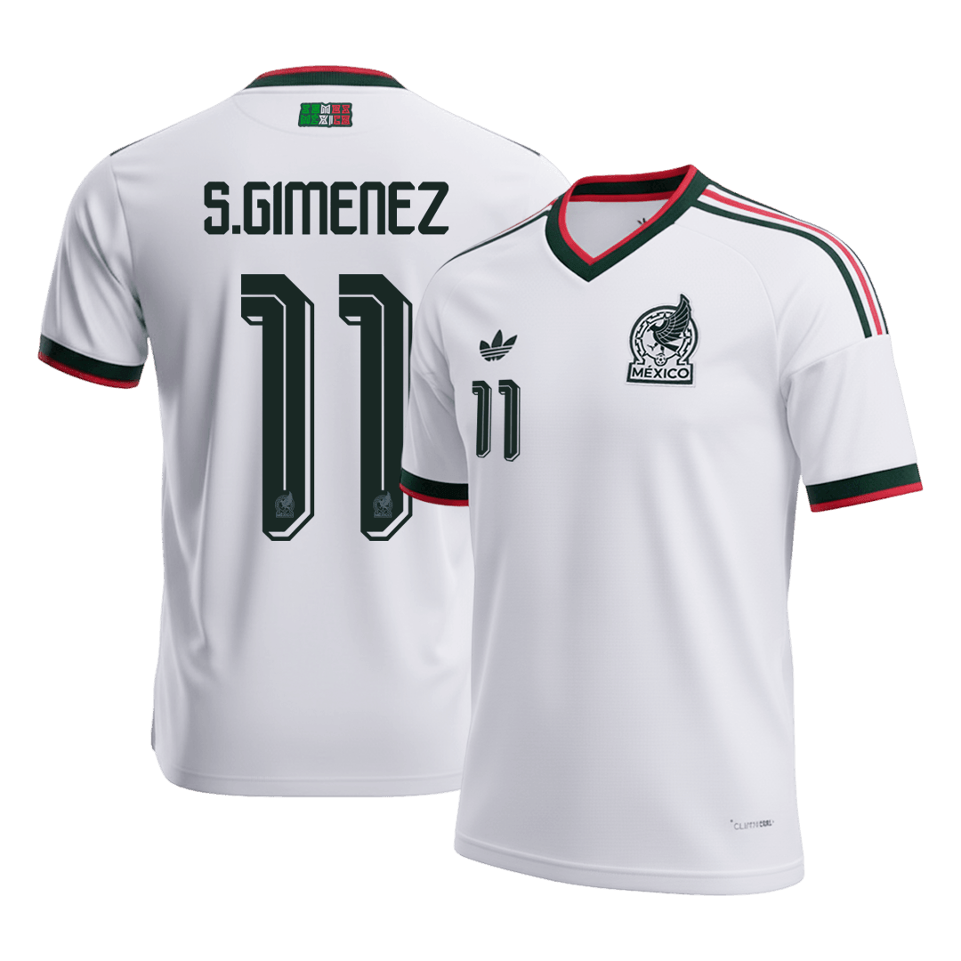 S.GIMENEZ #11 Mexico Mens Away Soccer Jersey World Cup 2026 White