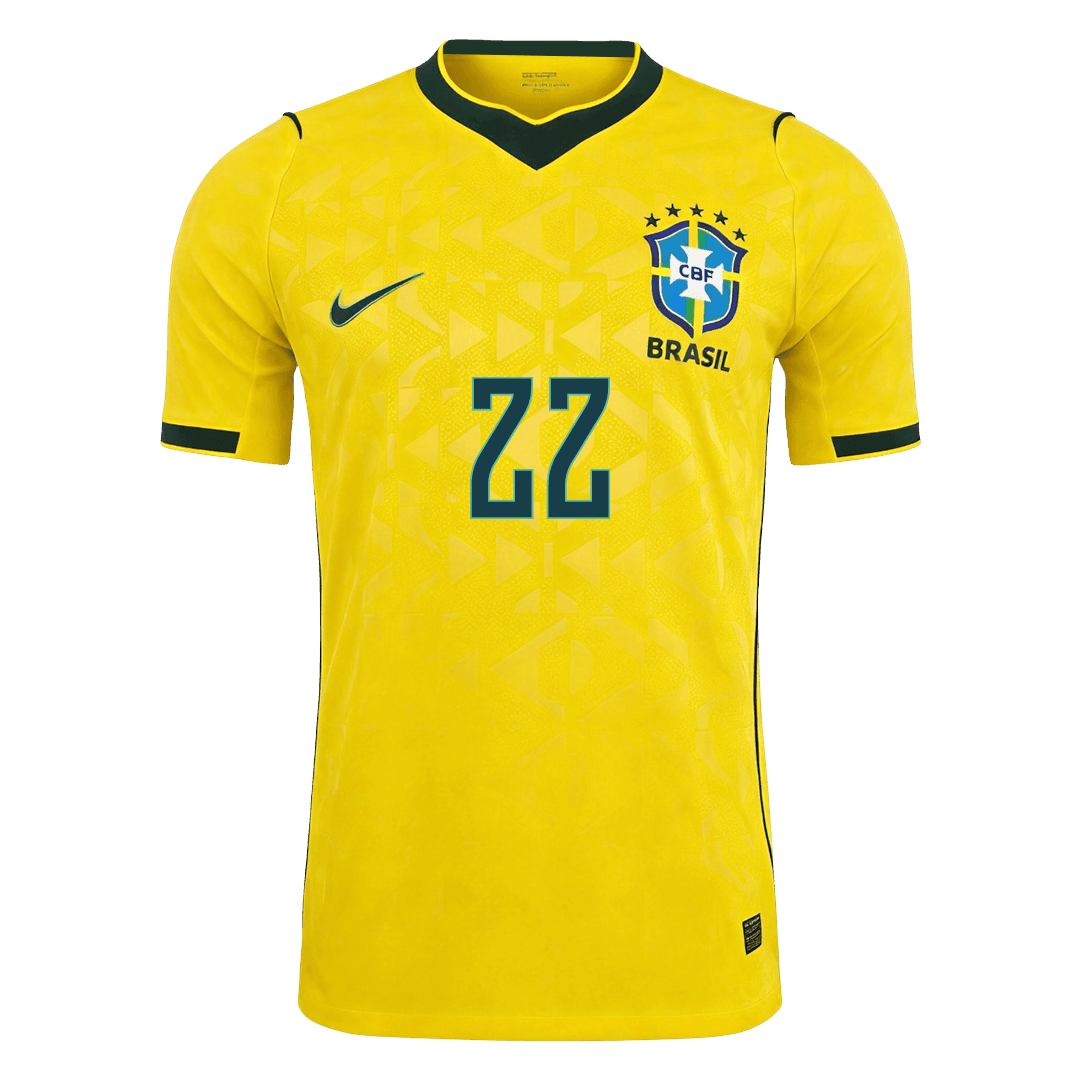 JOÃO PEDRO #22 Brazil Mens Home Soccer Jersey World Cup 2026 Yellow - Player Version