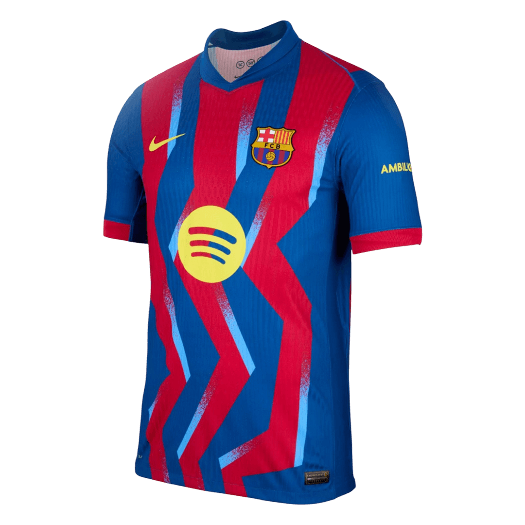 Barcelona Mens Fourth Away Soccer Jersey 2025/26 Red&Blue - Player Version