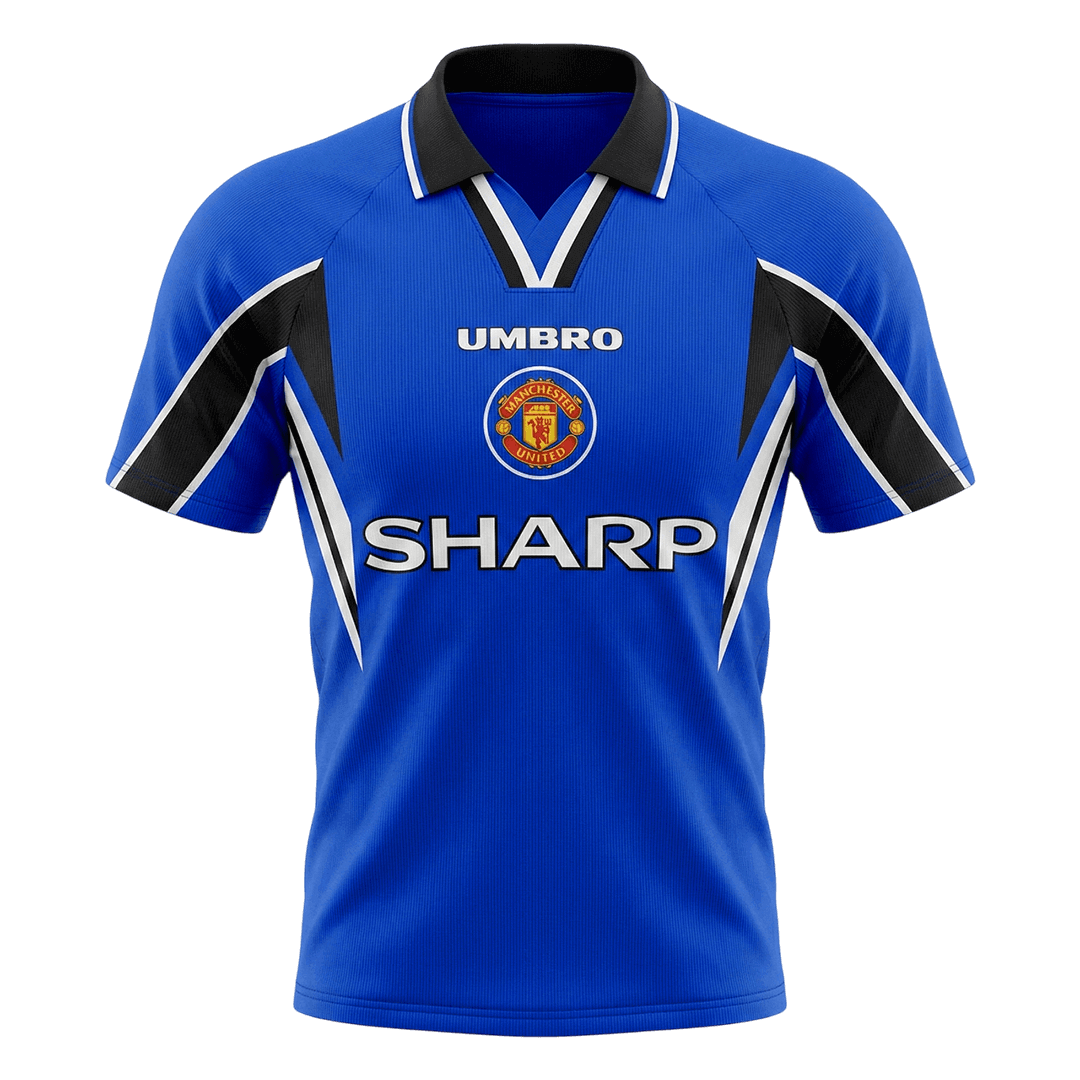 Retro Manchester United Mens Third Away Soccer Jersey 1996/97 Blue