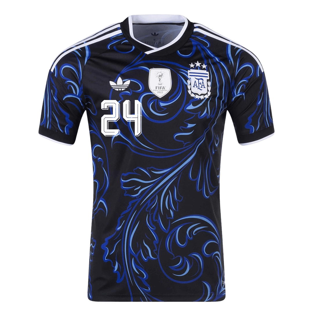 E. FERNANDEZ #24 Argentina Mens Away Soccer Jersey World Cup 2026 Black