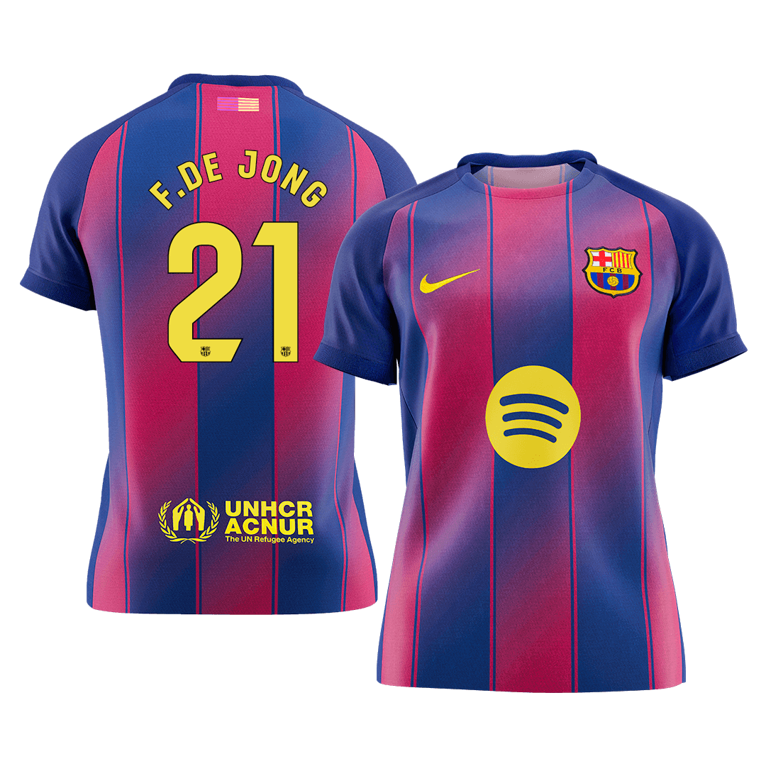 F.DE JONG #21 Barcelona Mens Home Soccer Jersey 2025/26 Red&Blue [PREMIUM]