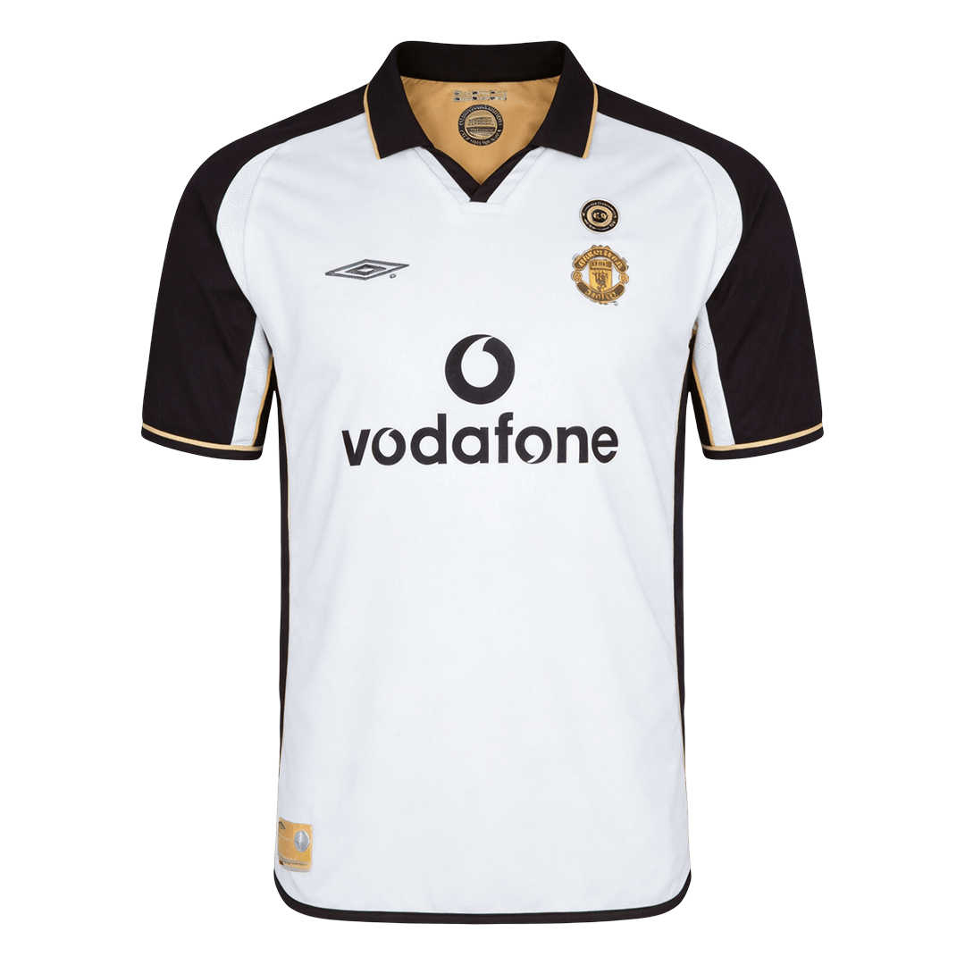 Retro Manchester United Mens Away Soccer Jersey 2001/02 White&Gold