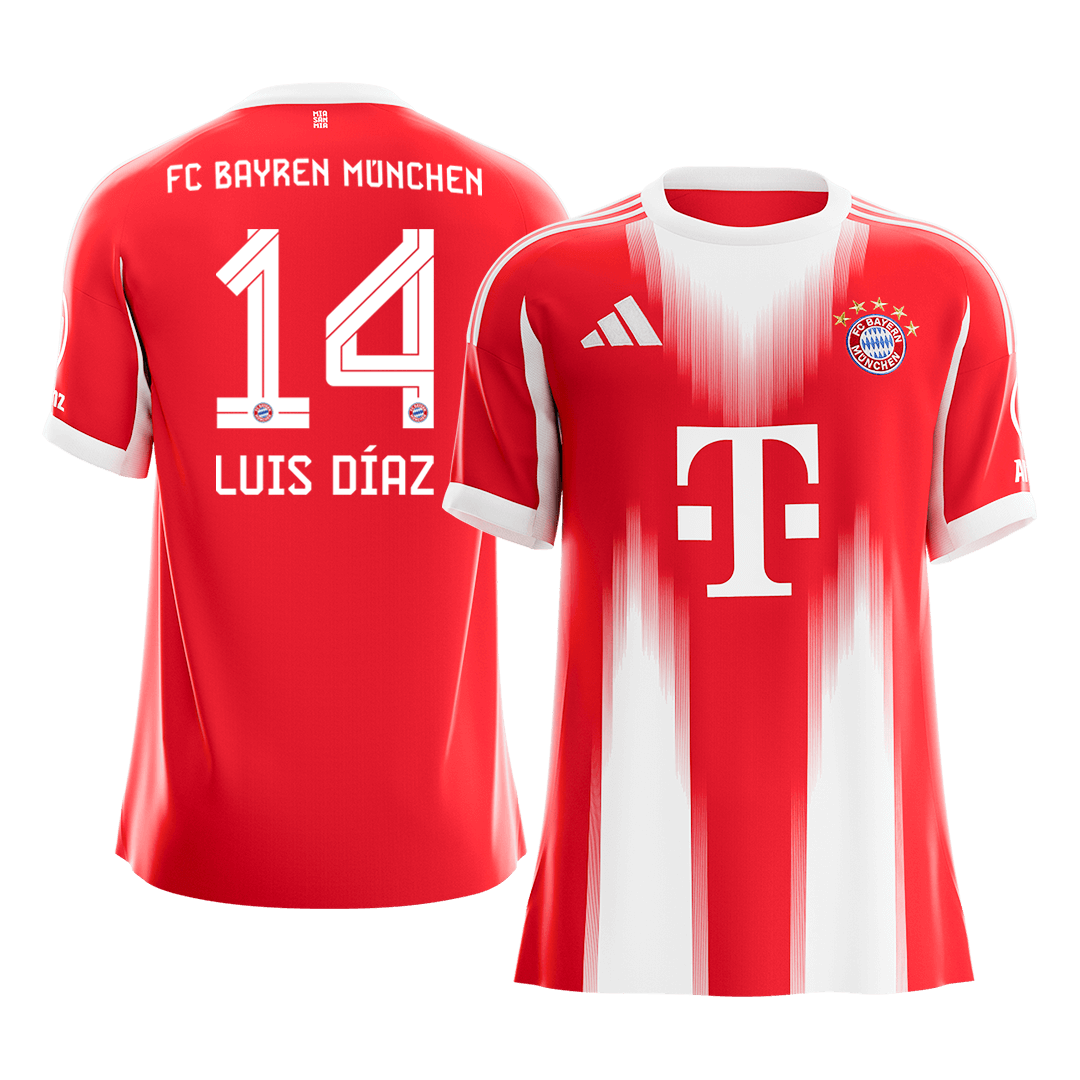 LUIS DÍAZ #14 Bayern Munich Mens Home Soccer Jersey 2025/26 Red [PREMIUM]