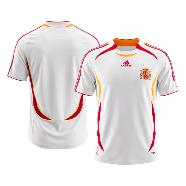 Retro Spain Mens Away Soccer Jersey 2006 White