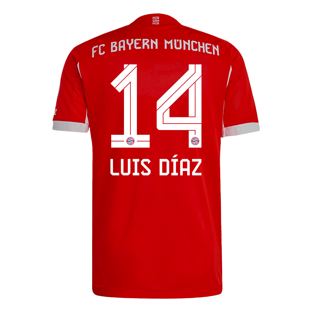 LUIS DÍAZ #14 Bayern Munich Mens Home Soccer Jersey 2025/26 Red - Player Version