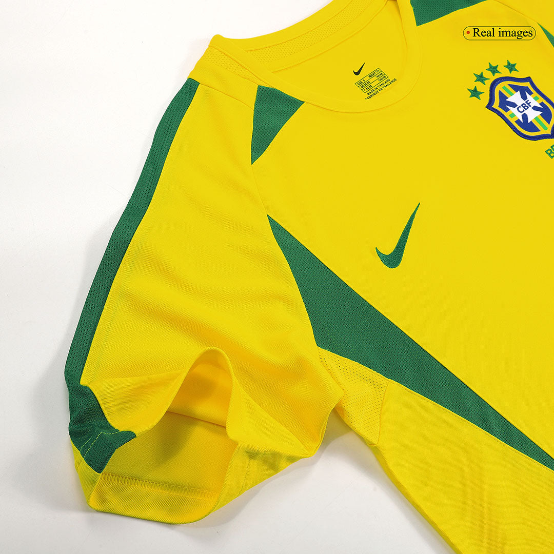 Retro Brazil Mens Home Soccer Jersey 2002/03 Yellow