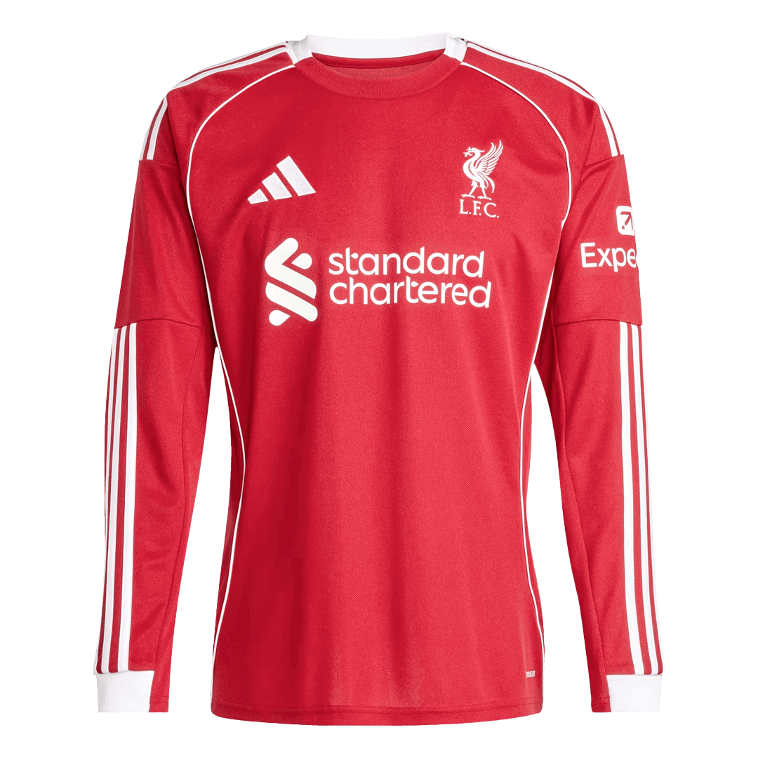 Liverpool Mens Home Long Sleeve Soccer Jersey 2025/26 Red