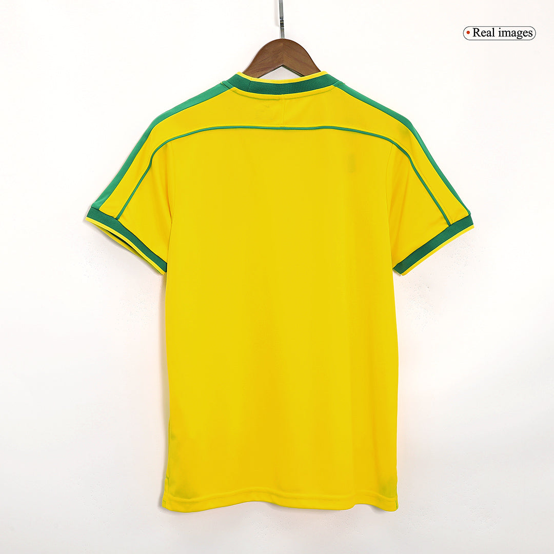 Retro Brazil Mens Home Soccer Jersey 1998 Yellow