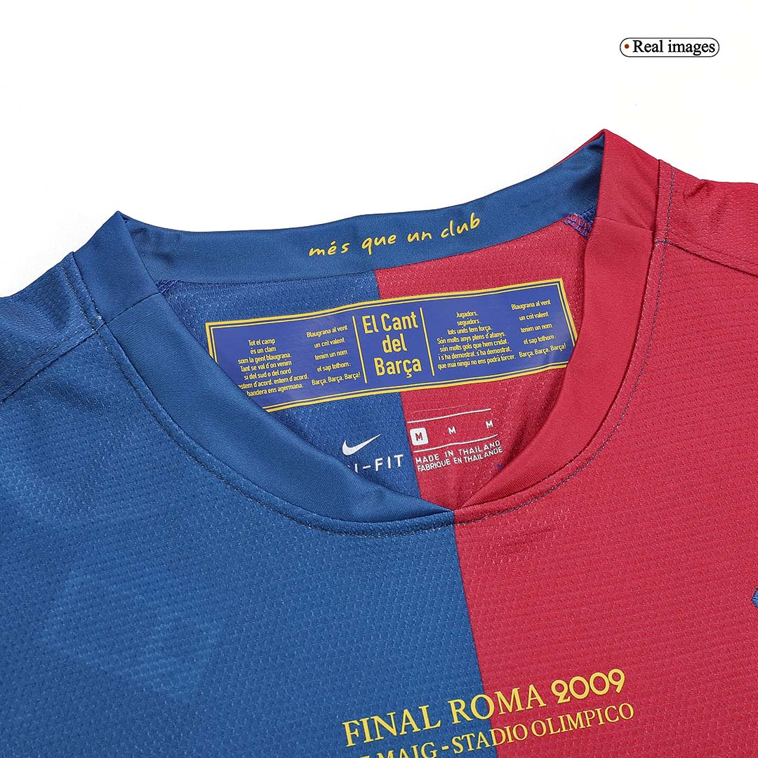Retro Barcelona Mens Home Long Sleeve Soccer Jersey UCL Final UCL 2008/09