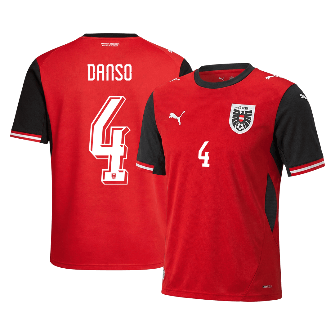 DANSO #4 Austria Mens Home Soccer Jersey World Cup 2026 Red