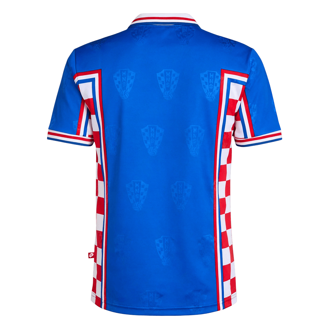 Retro Croatia Mens Away Soccer Jersey 1998 Blue