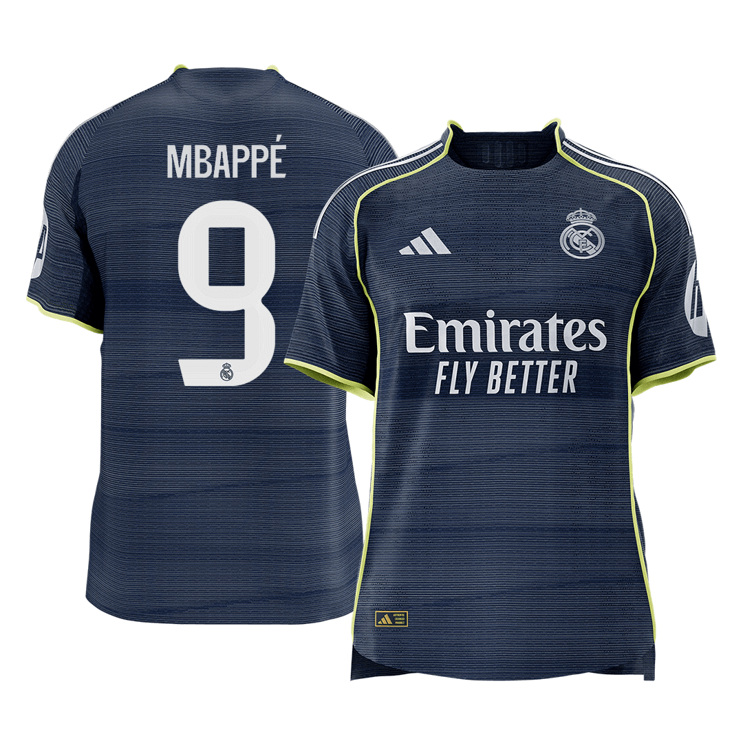 MBAPPÉ #9 Real Madrid Mens Away Soccer Jersey 2025/26 Navy - Player Version [PREMIUM]