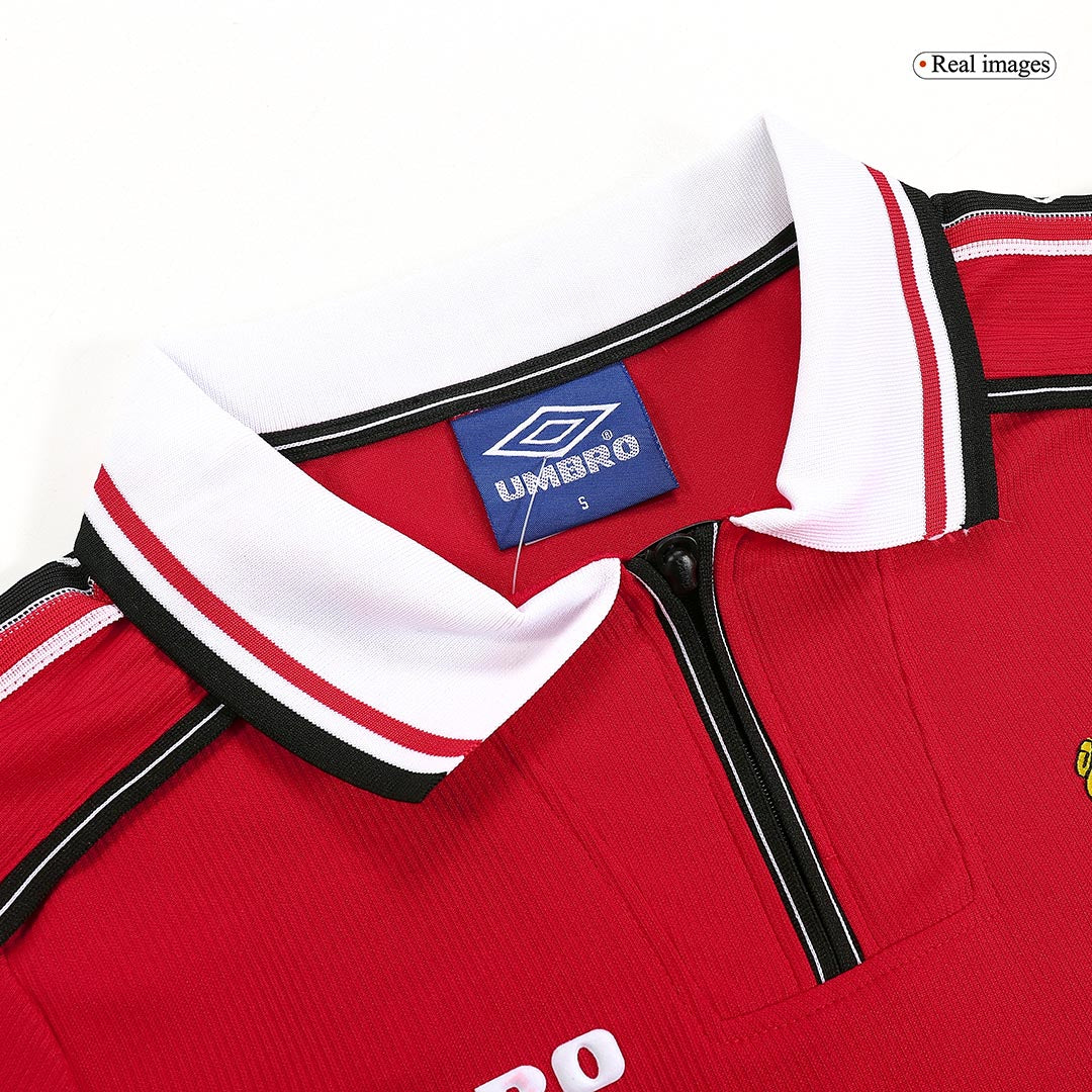 Retro Manchester United Mens Home Long Sleeve Soccer Jersey 1998/99