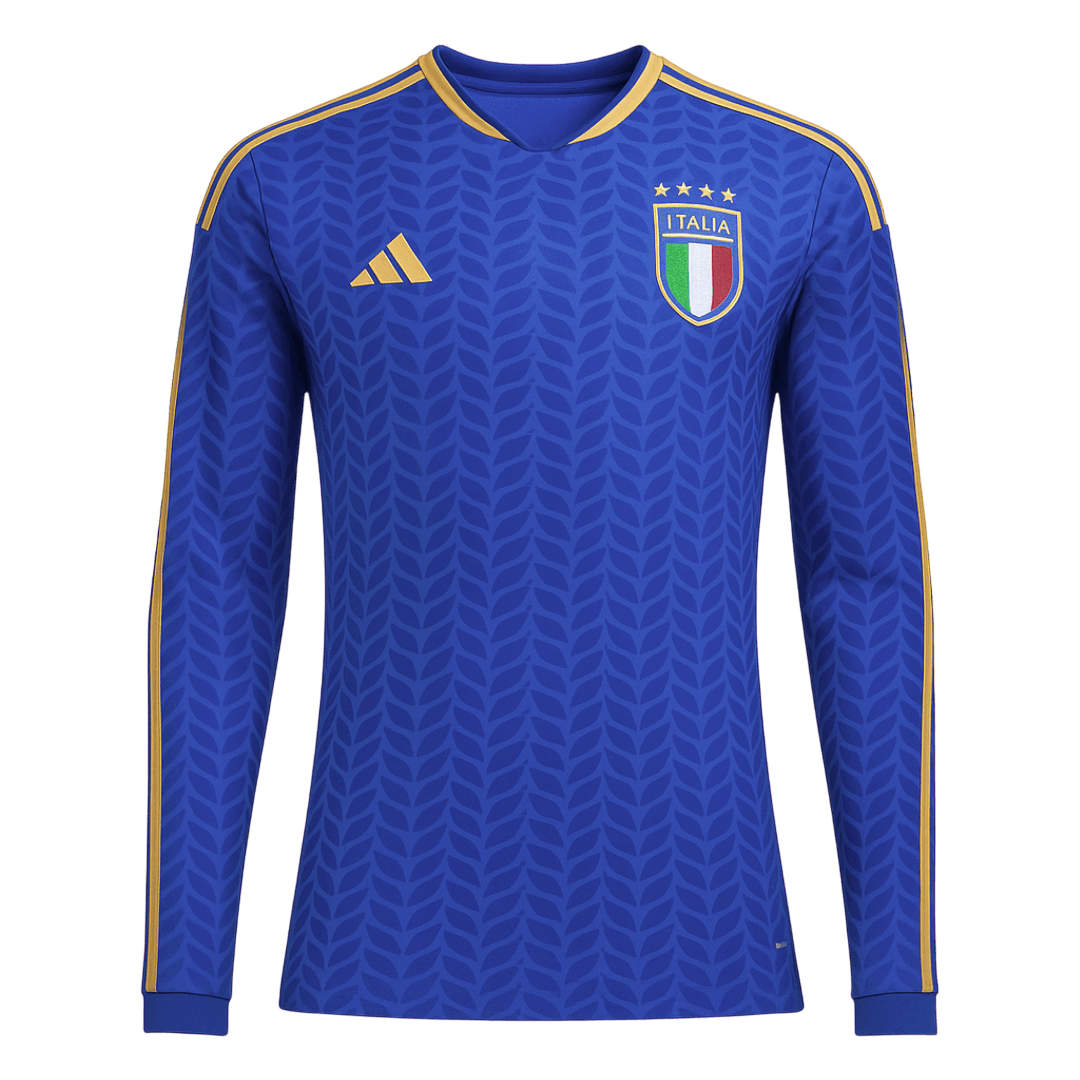 Italy Mens Home Long Sleeve Soccer Jersey World Cup 2026 Blue