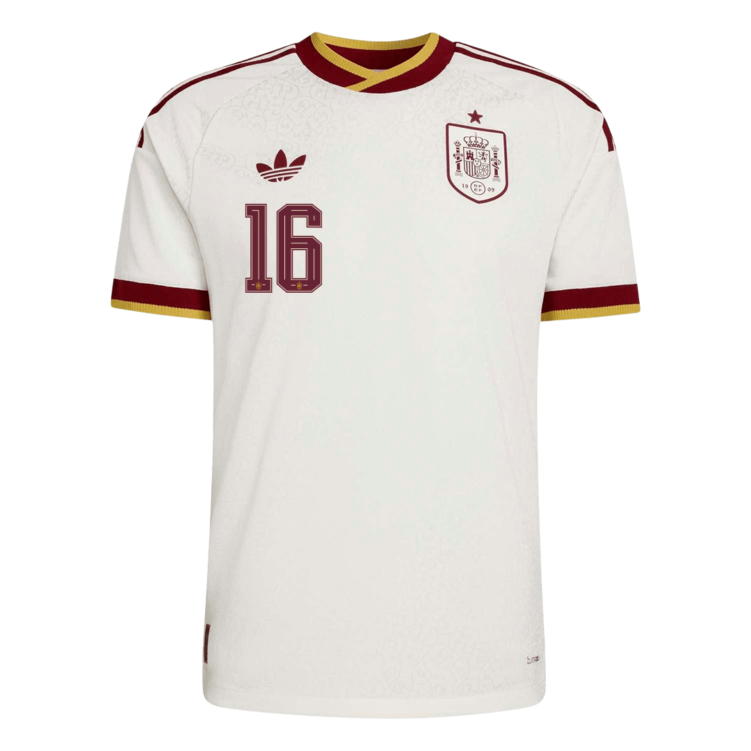 RODRIGO #16 Spain Mens Away Soccer Jersey World Cup 2026 White - Player Version