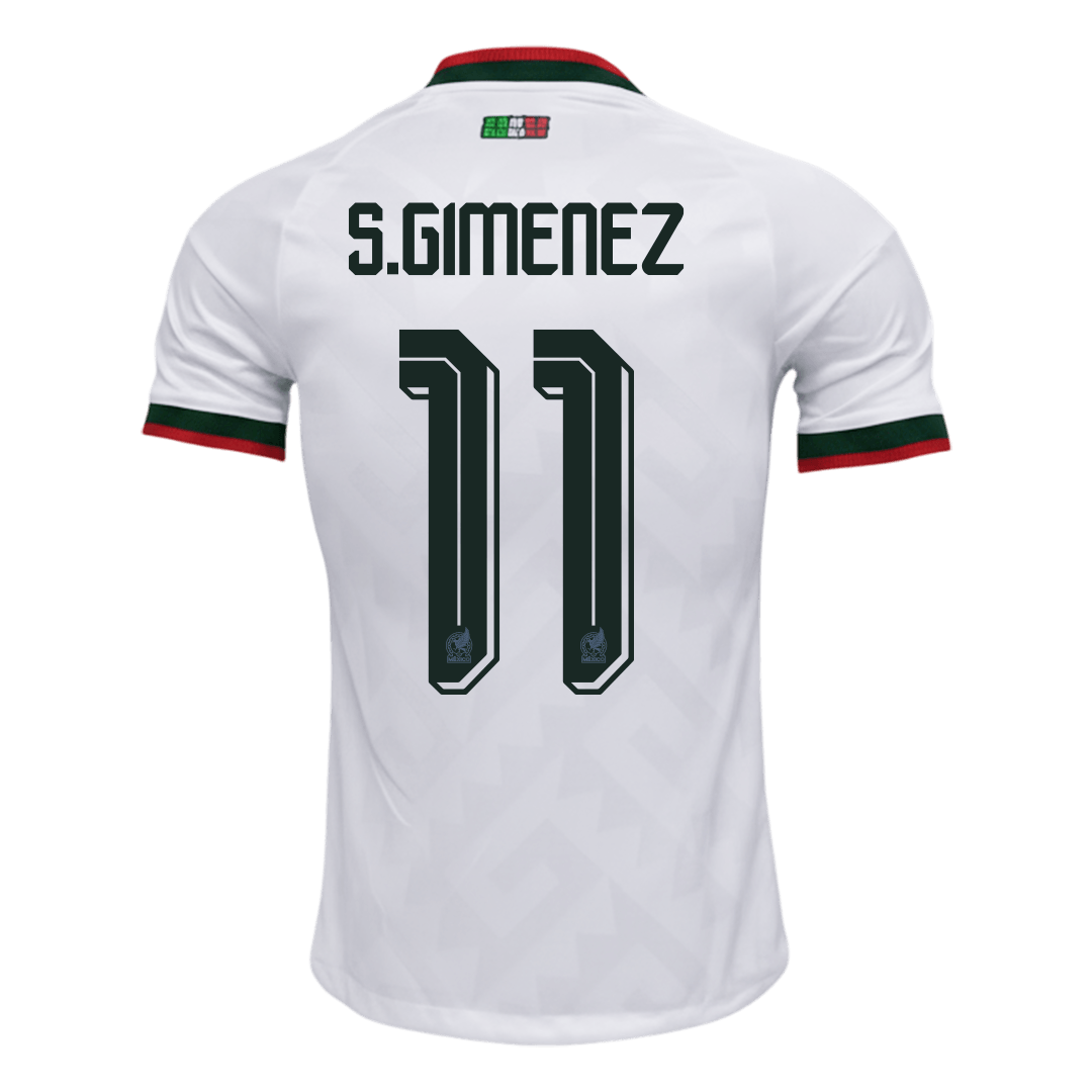 S.GIMENEZ #11 Mexico Mens Away Soccer Jersey World Cup 2026 White - Player Version