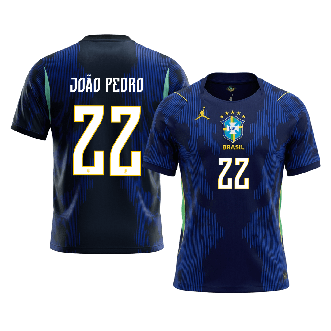 JOÃO PEDRO #22 Brazil Mens Away Soccer Jersey World Cup 2026 Navy