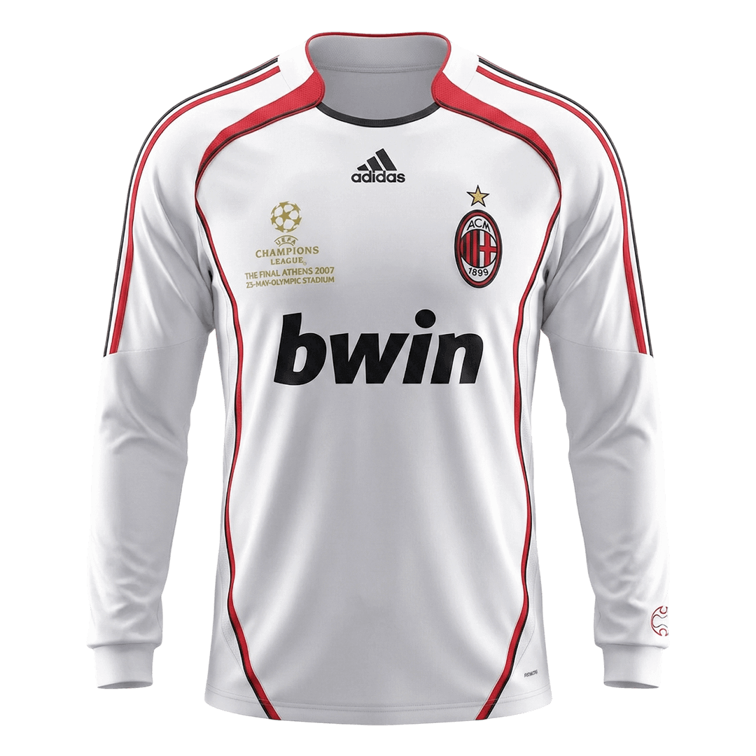 Retro AC Milan Mens Away Long Sleeve Soccer Jersey 2006/07 White