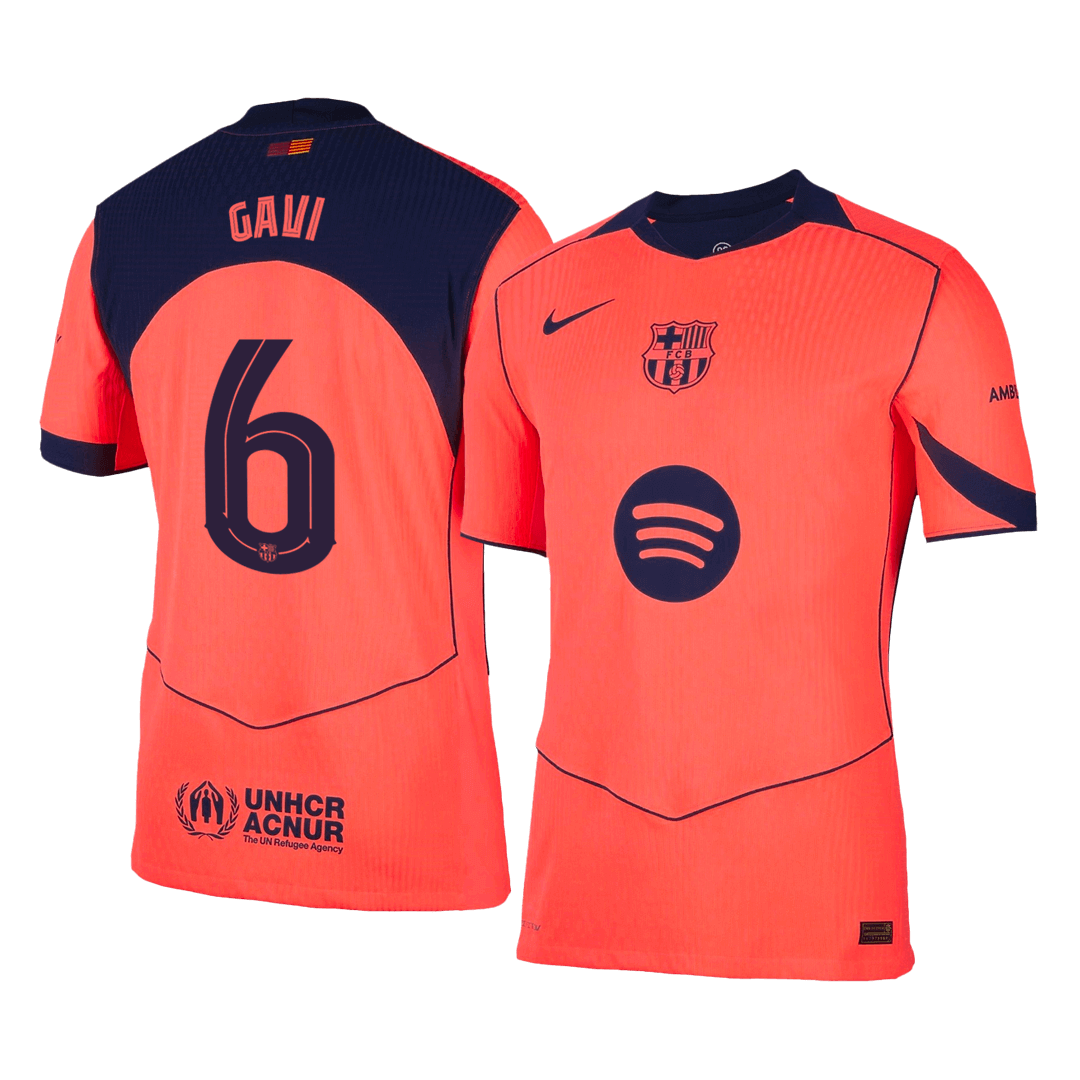 GAVI #6 Barcelona Mens Third Away Soccer Jersey UCL 2025/26 Orange - Player Version