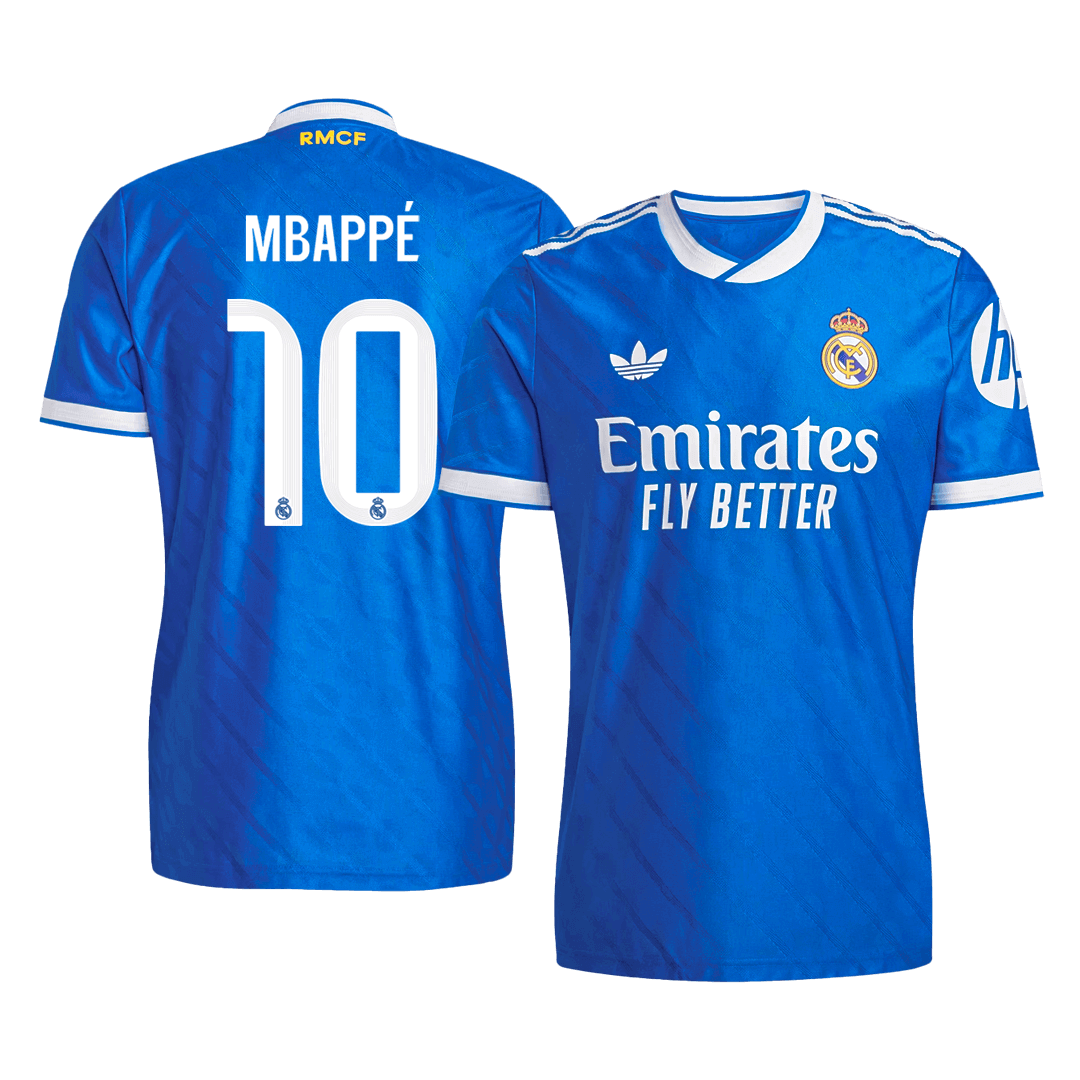MBAPPÉ #10 Real Madrid Mens Third Away Soccer Jersey 2025/26 Blue - Player Version