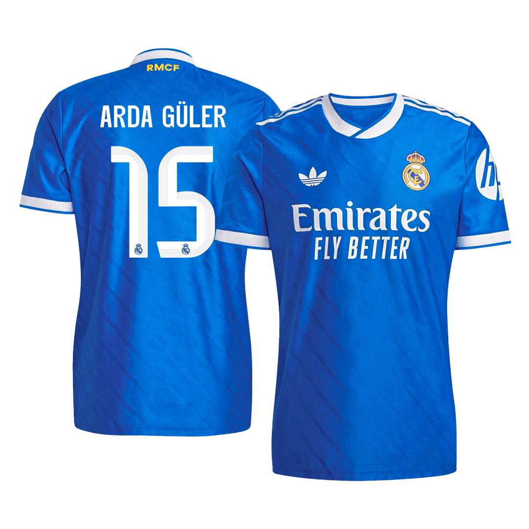 ARDA GÜLER #15 Real Madrid Mens Third Away Soccer Jersey 2025/26 Blue - Player Version
