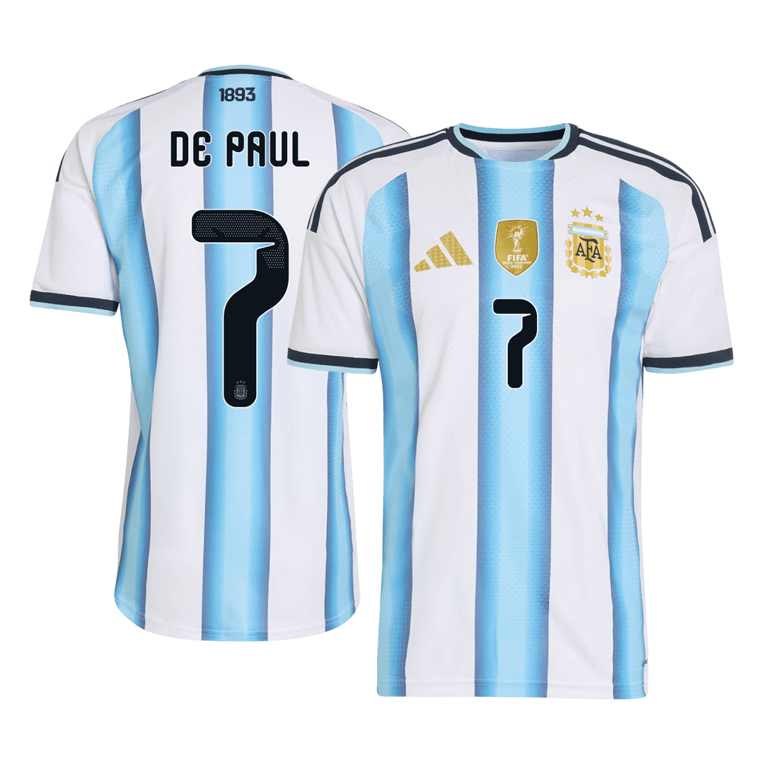 DE PAUL #7 Argentina Mens Home Soccer Jersey World Cup 2026 Blue&White - Player Version