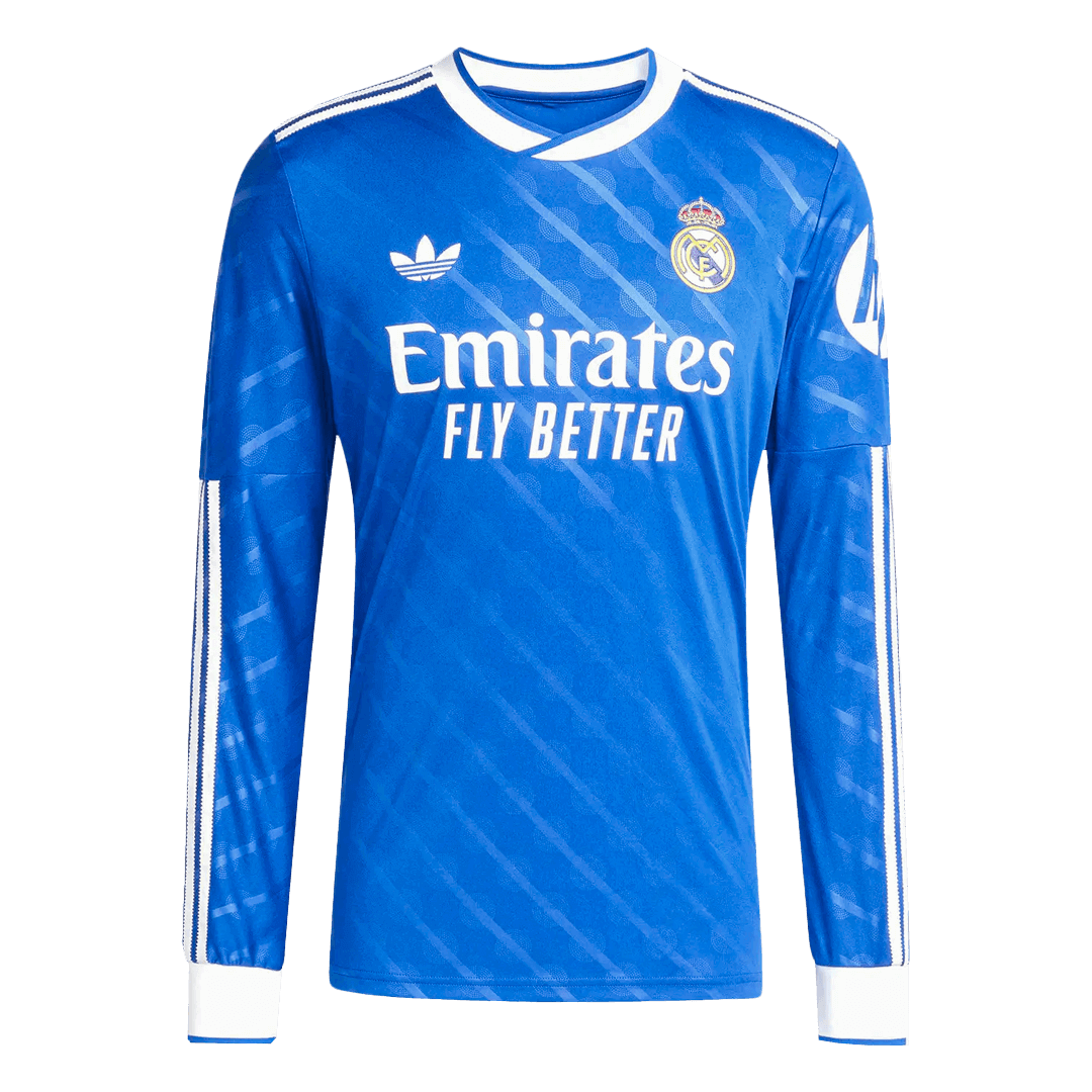 Real Madrid Mens Third Away Long Sleeve Soccer Jersey 2025/26 Blue