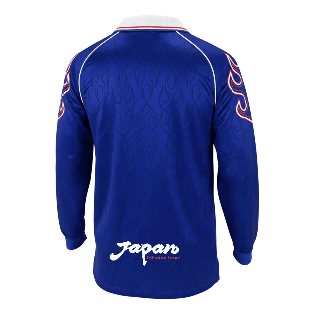 Retro Japan Mens Home Long Sleeve Soccer Jersey World Cup 1998 Blue