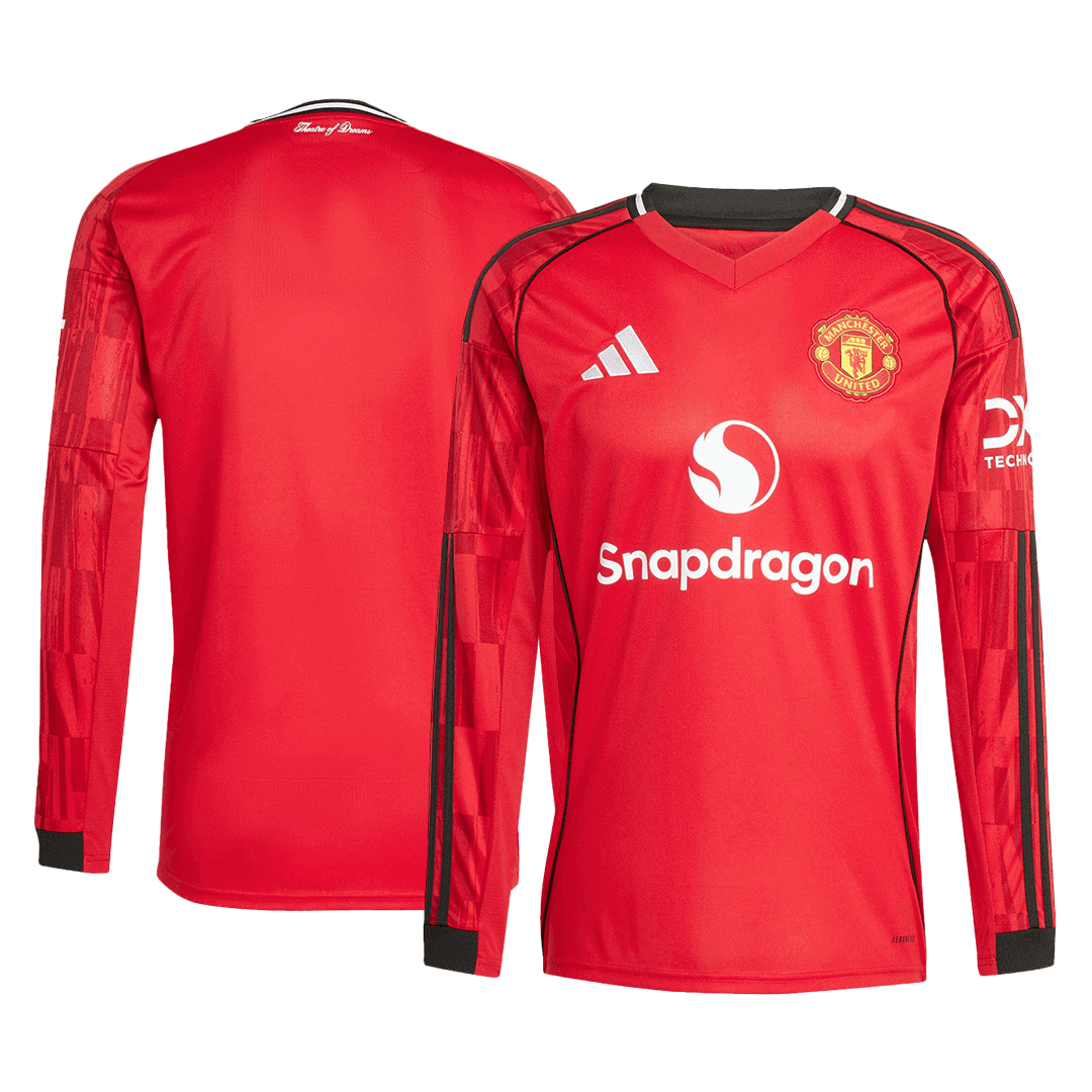 Manchester United Mens Home Long Sleeve Soccer Jersey 2025/26 Red
