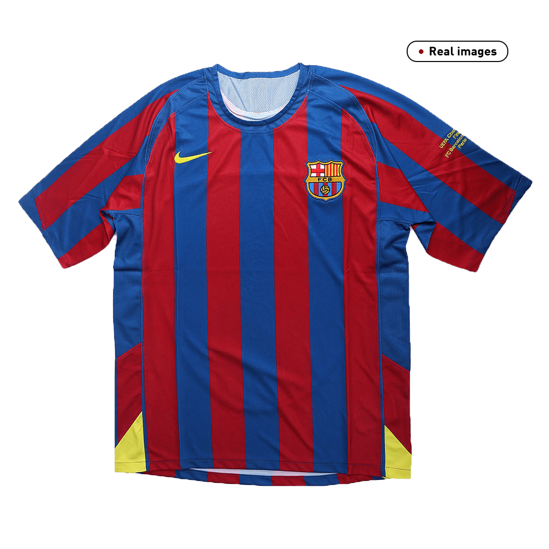 Retro Barcelona Mens Home Soccer Jersey UCL 2005/06 Red&Blue