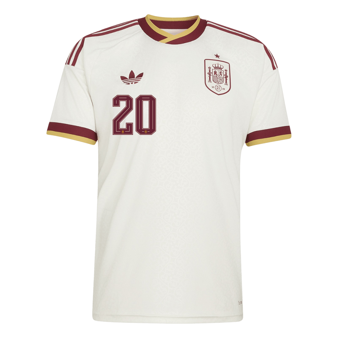 PEDRI #20 Spain Mens Away Soccer Jersey World Cup 2026 White