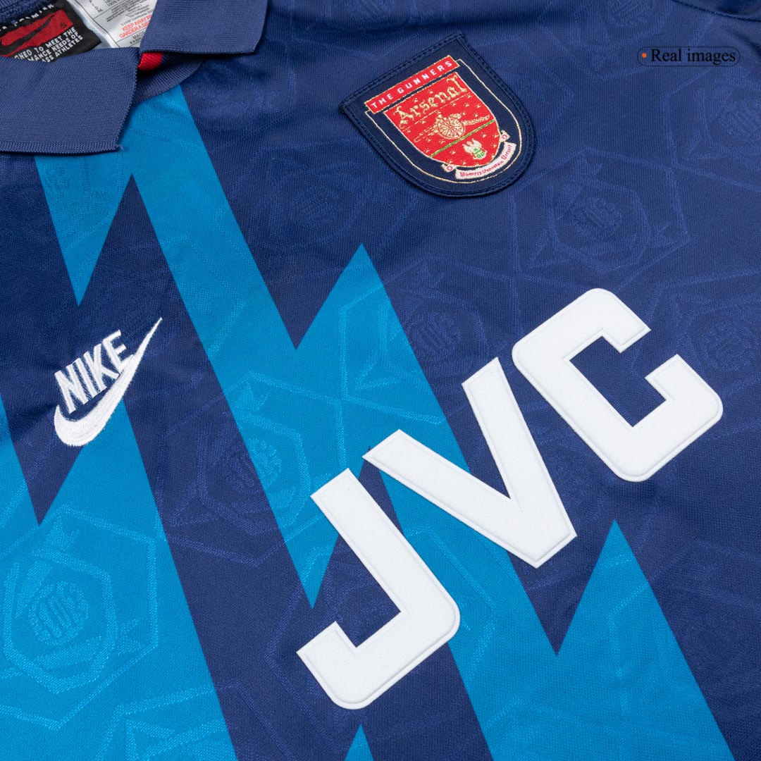 Retro Arsenal Mens Away Soccer Jersey 1995 Blue