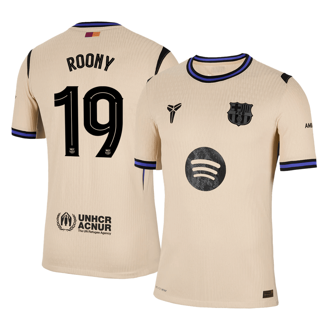 ROONY #19 Barcelona Mens Away Soccer Jersey UCL 2025/26 Yellow - Player Version