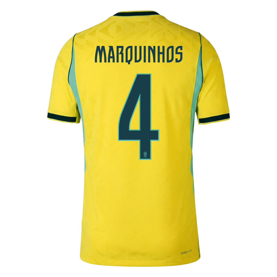 MARQUINHOS #4 Brazil Mens Home Soccer Jersey World Cup 2026 Yellow - Player Version