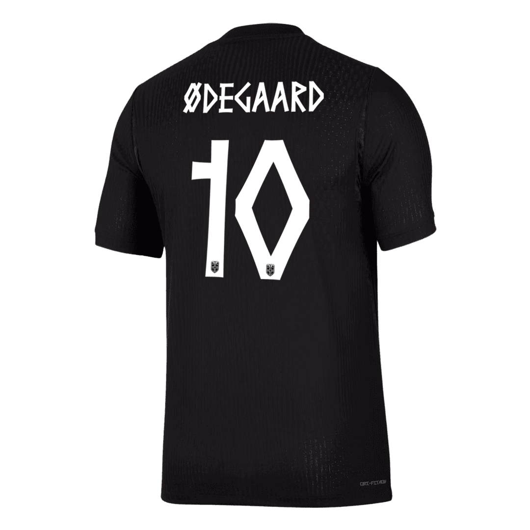ØDEGAARD #10 Norway Mens Away Soccer Jersey World Cup 2026 Black - Player Version