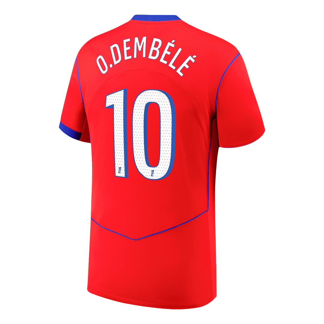 O.DEMBÉLÉ #10 PSG Mens Third Away Soccer Jersey 2025/26 Red