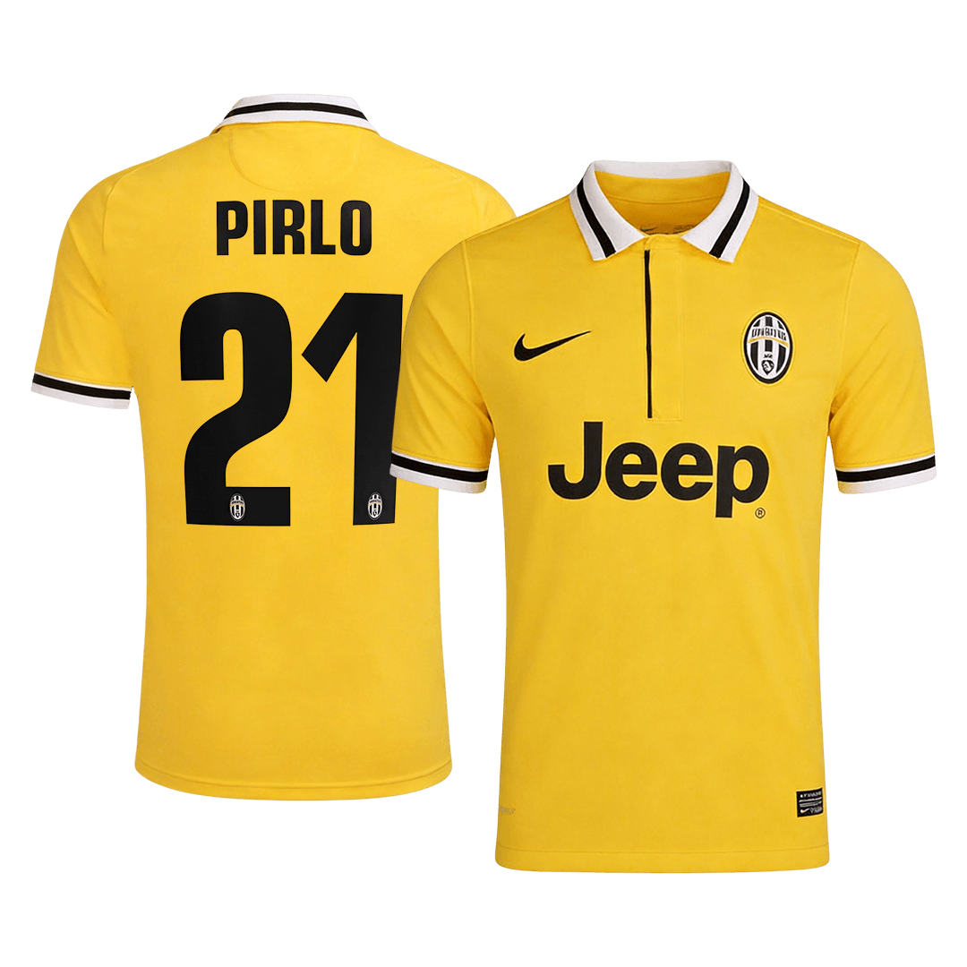 Retro PIRLO #21 Juventus Mens Away Soccer Jersey 2013/14 Yellow